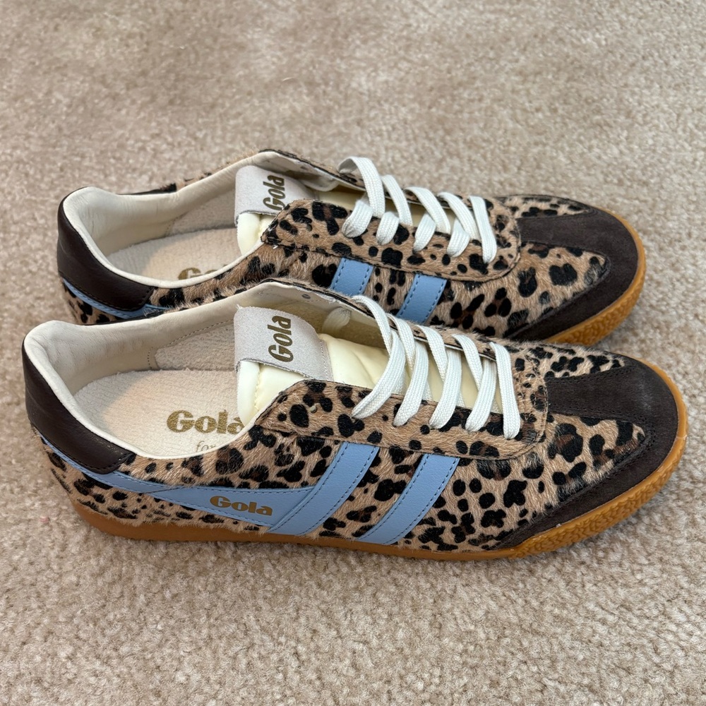 Brand New Gola Elan Anthropologie Sneakers Size 9.5 Leopard Dark Brown Air 40.5 - Picture 4 of 9